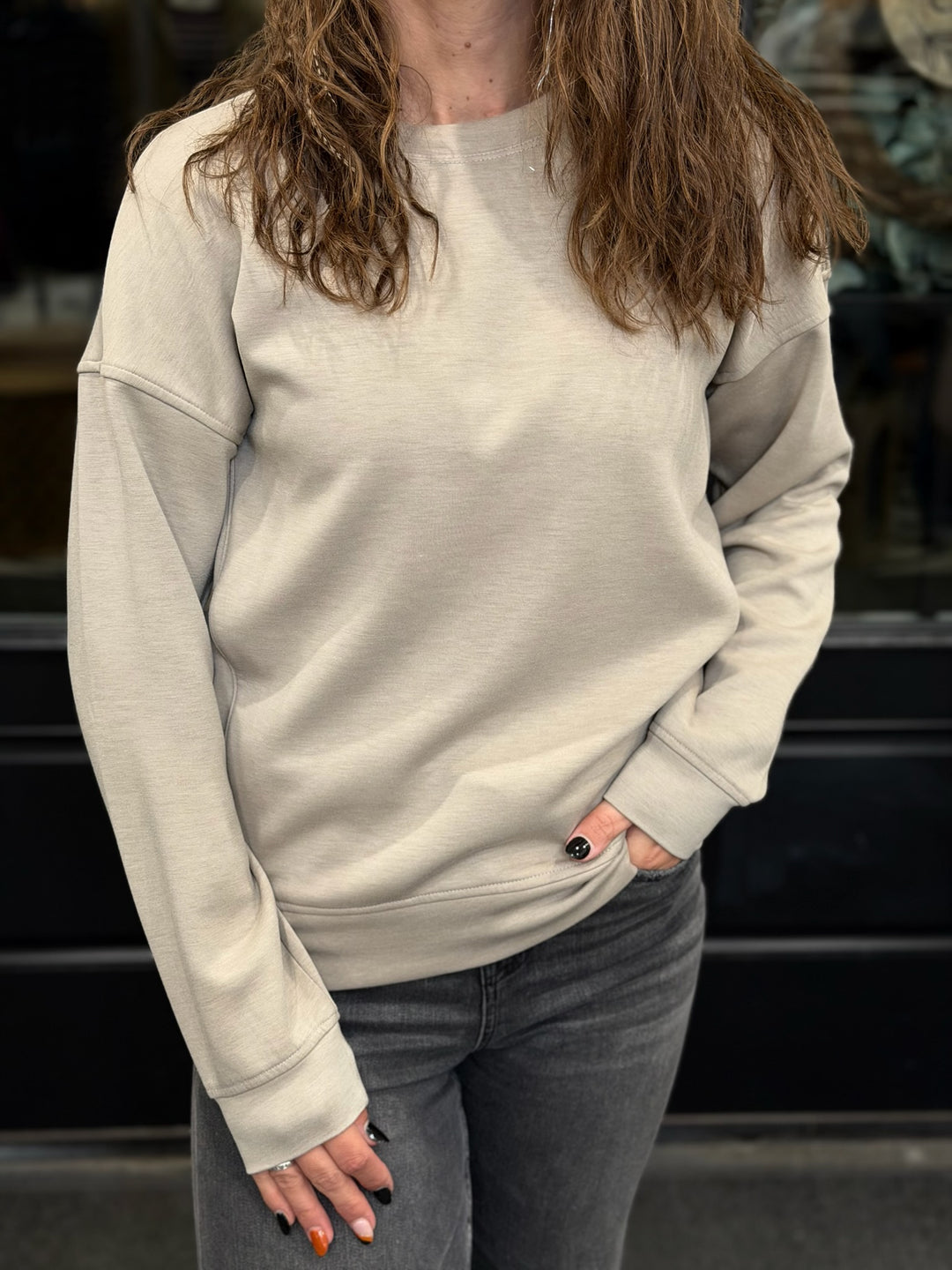 Solid Crew Neck Pullover- Ash Mocha
