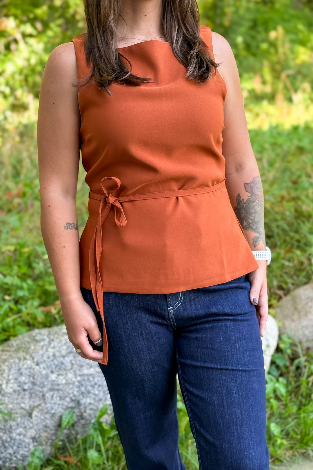 Rust Belted Blouse