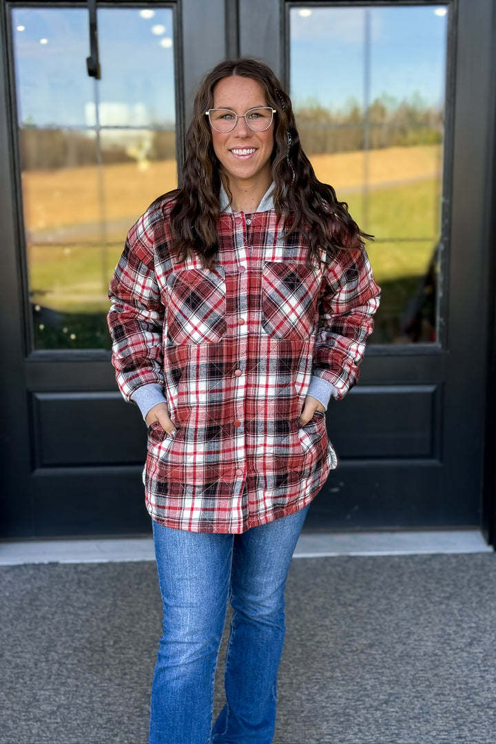 Red Plaid Quilted Jacket