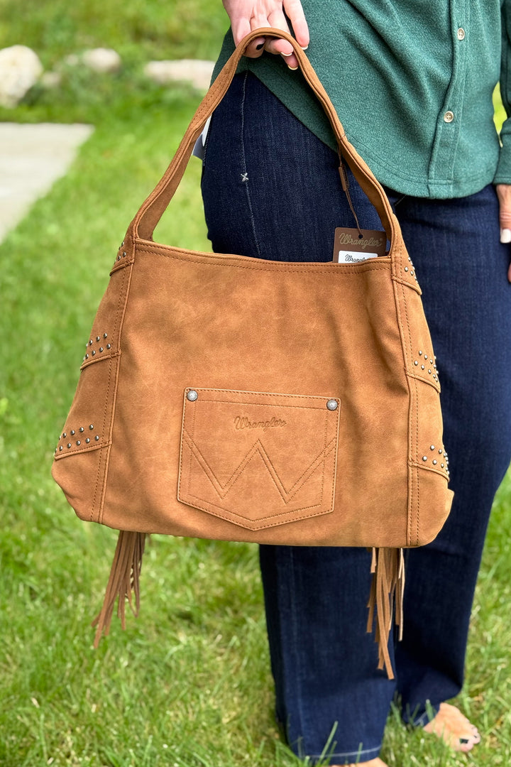 Wrangler Fringe Studded Hobo Bag