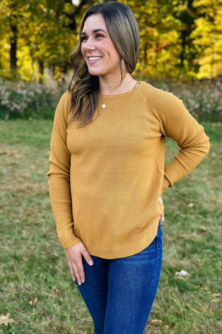 Mustard Waffle Sweater