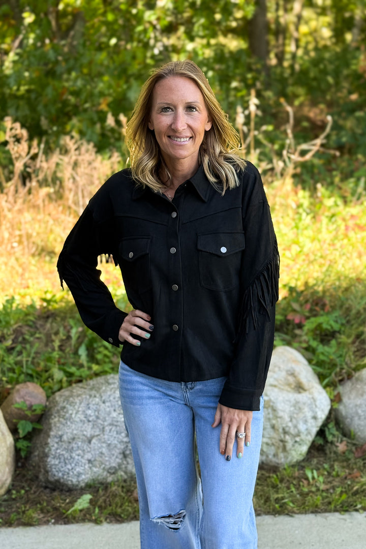 Black Suede Fringe Jacket