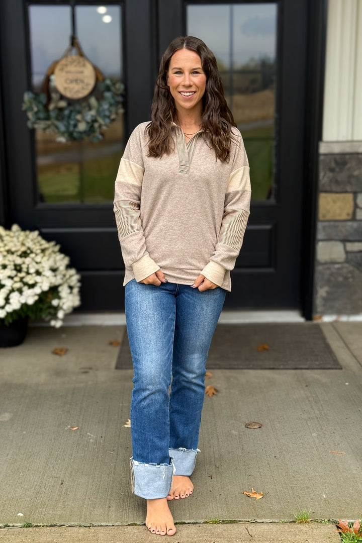 Taupe Contrast Long Sleeve