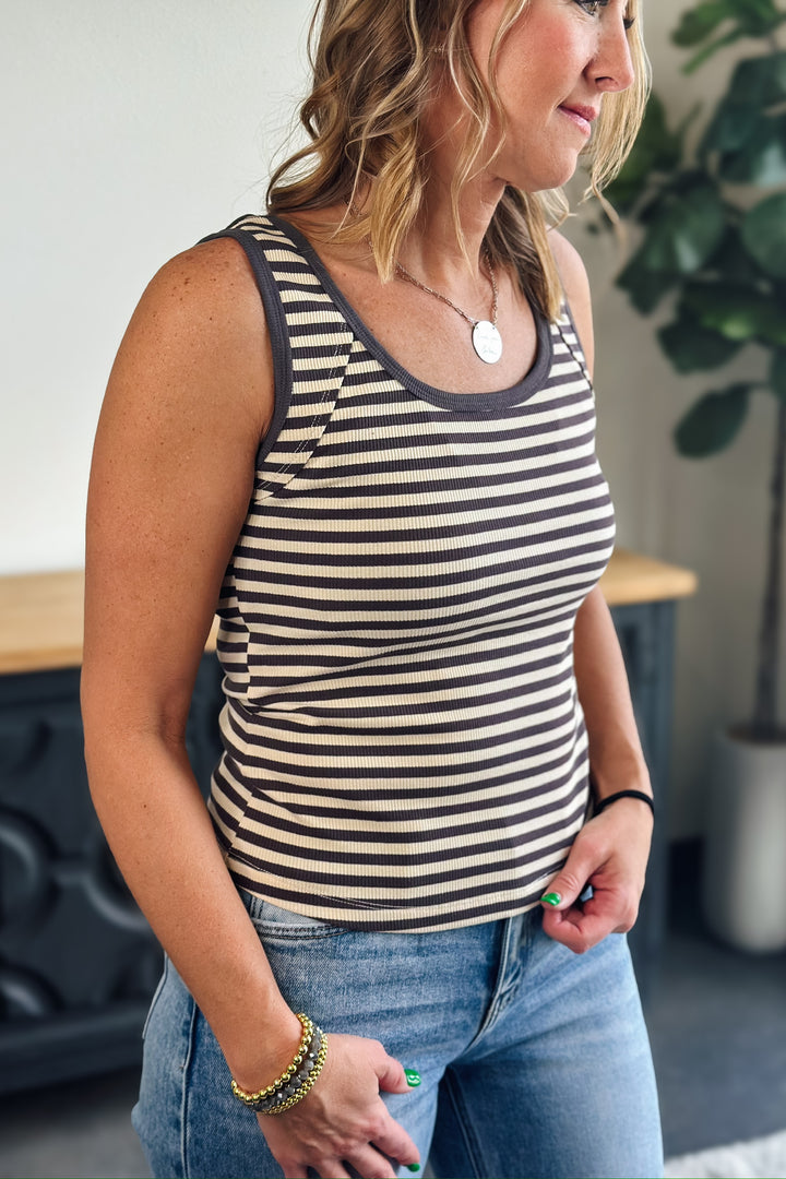 Charcoal Ribbed Tank