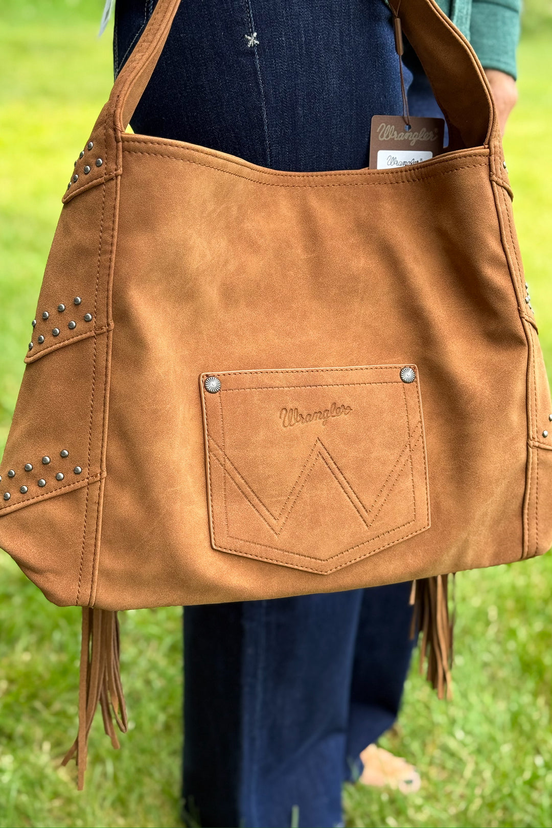 Wrangler Fringe Studded Hobo Bag