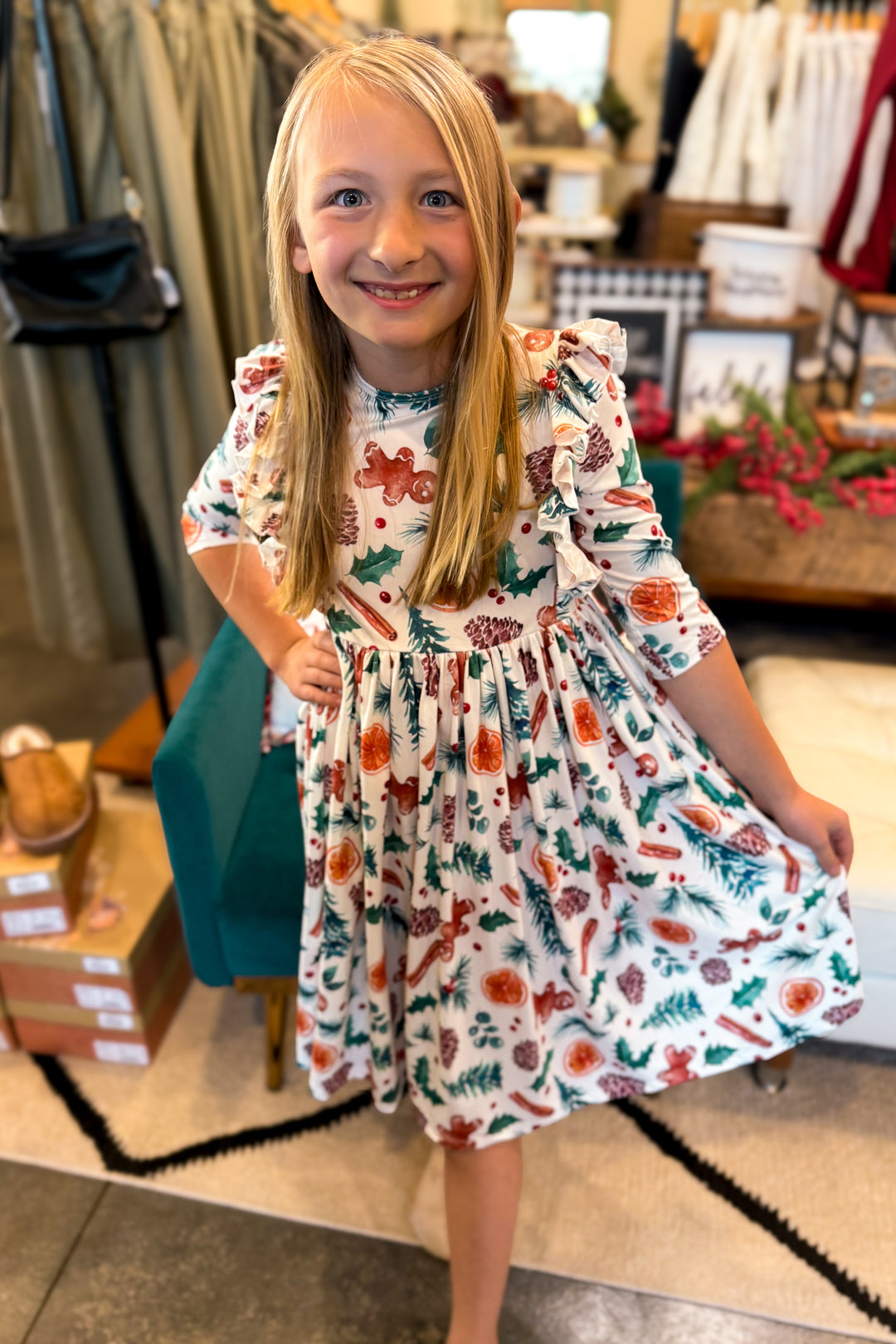 Classic Christmas Ruffle Twirl Dress 4T Classic Christmas Ruffle Twirl Dress 4T