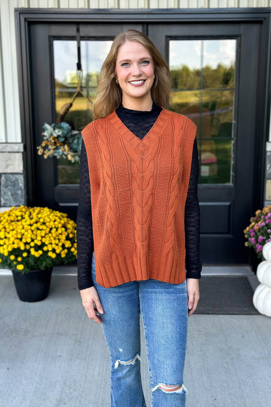 Camel V-Neck Sweater Vest