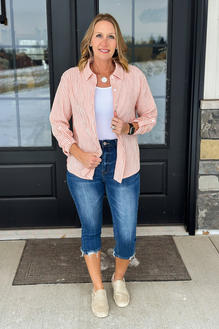 Peach Button Down