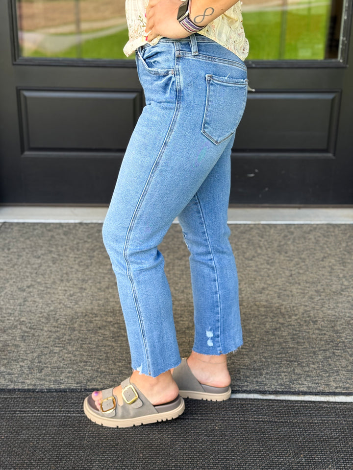 Lovervet High Rise Raw Hem Straight