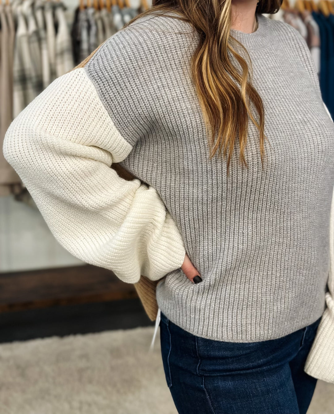 Grey Colorblock Sweater