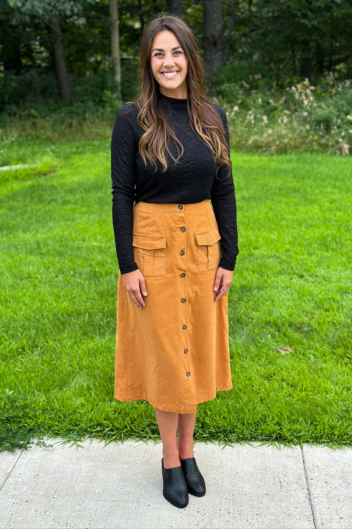 Camel Corduroy Skirt