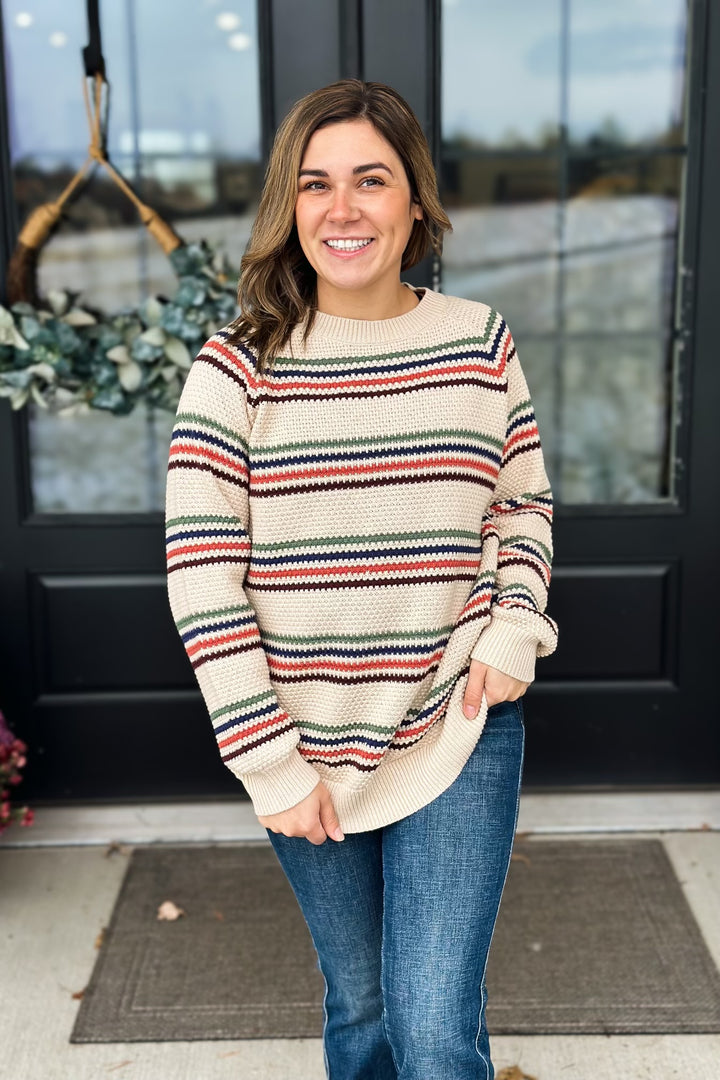 Taupe Striped Sweater