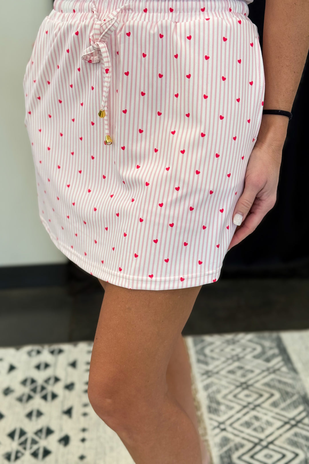 Pink Pinstripe Heart Skort