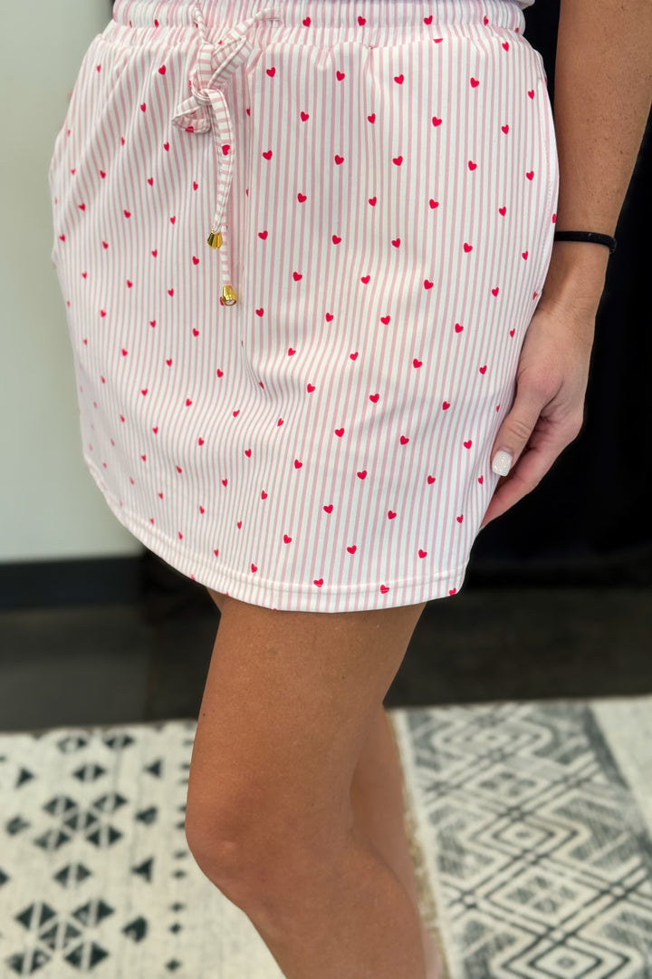 Pink Pinstripe Heart Skort