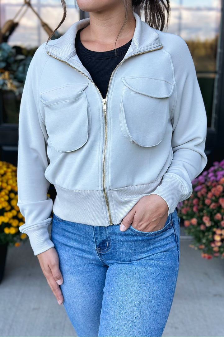 Pale Grey Crop Jacket