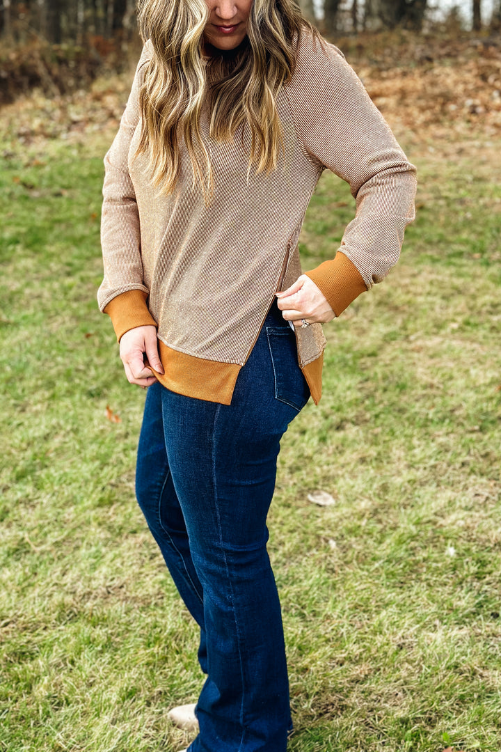 Toffee Side Zipper Pullover