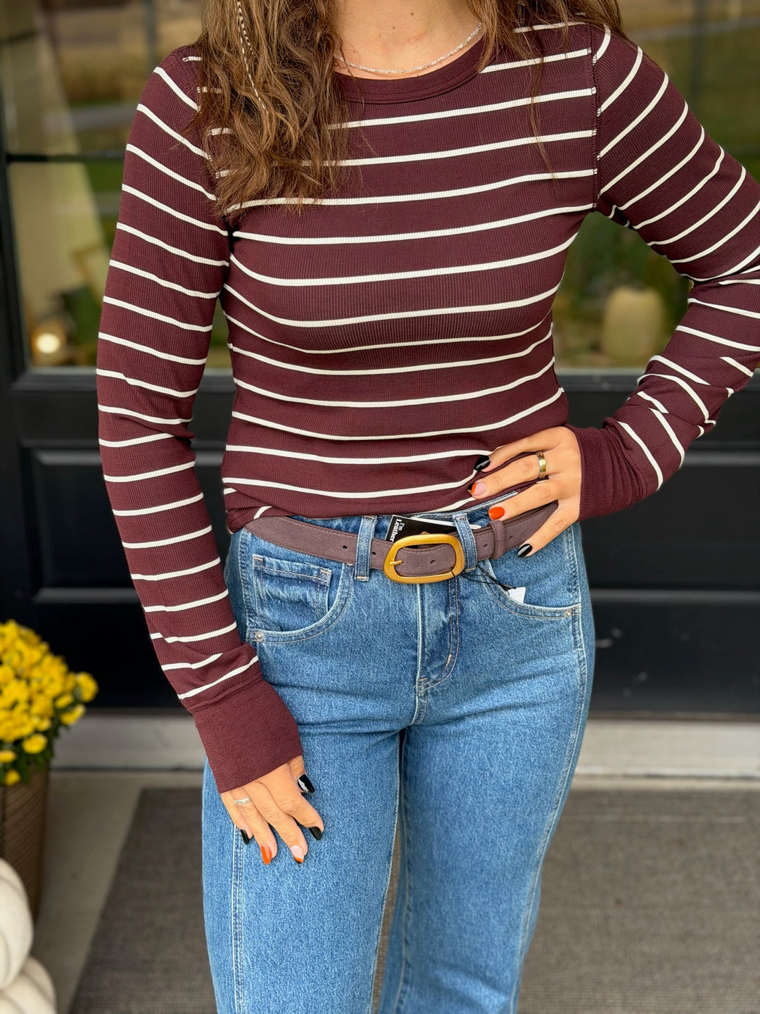 Stacy- Brown Ivory Stripe
