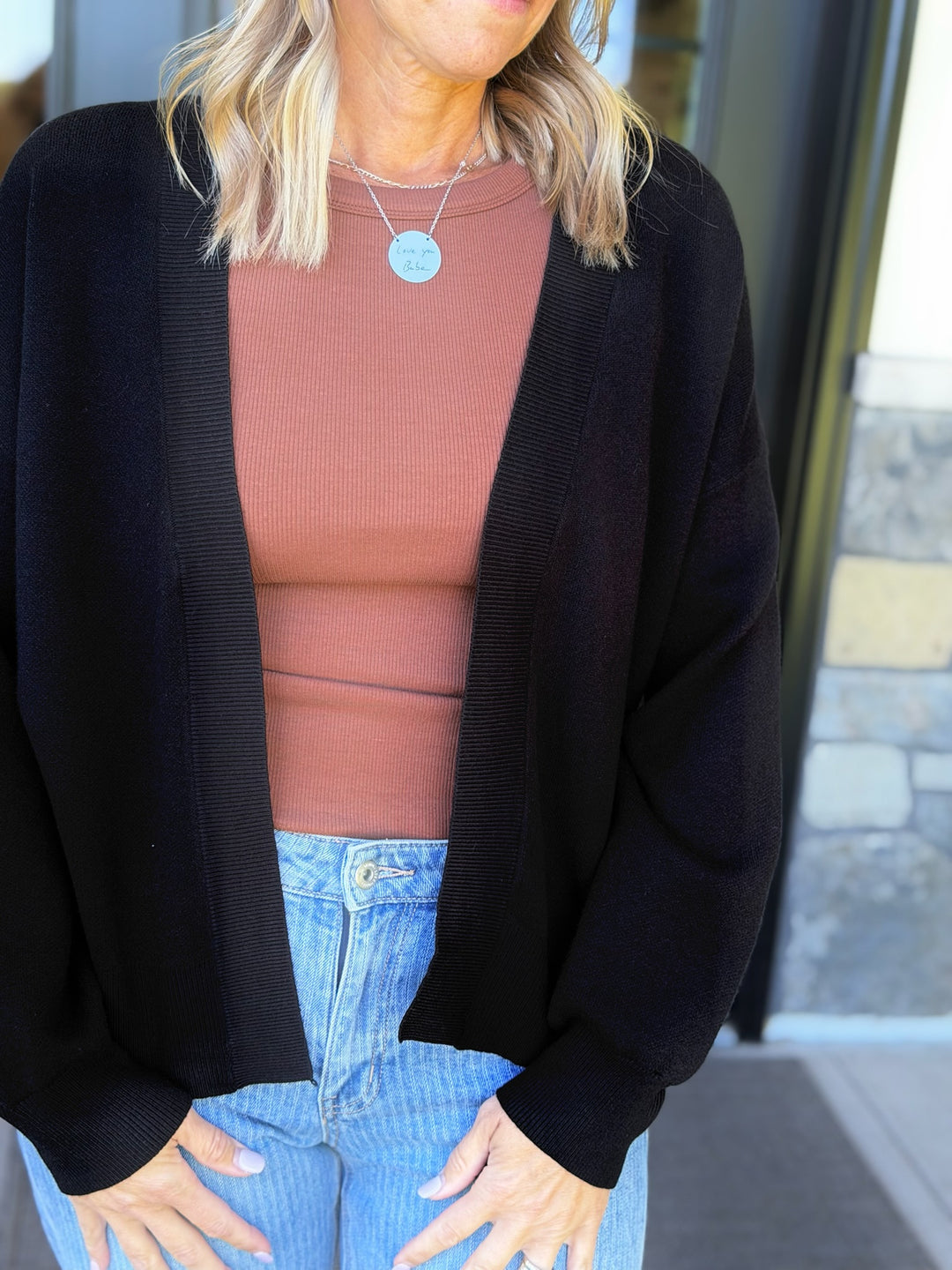 Black Open Cardigan