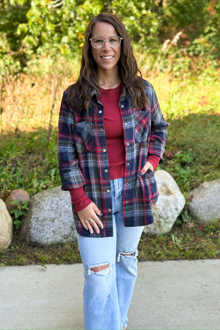 Navy Plaid Button Shirt