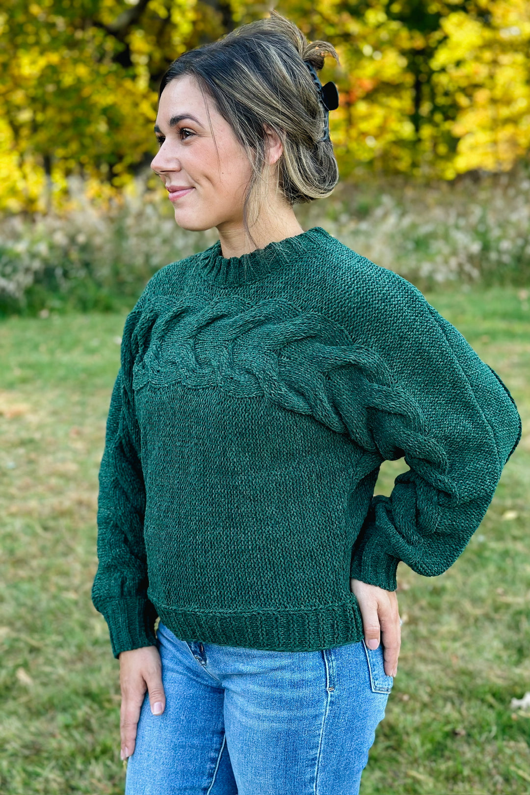 Hunter Green Cable Sweater