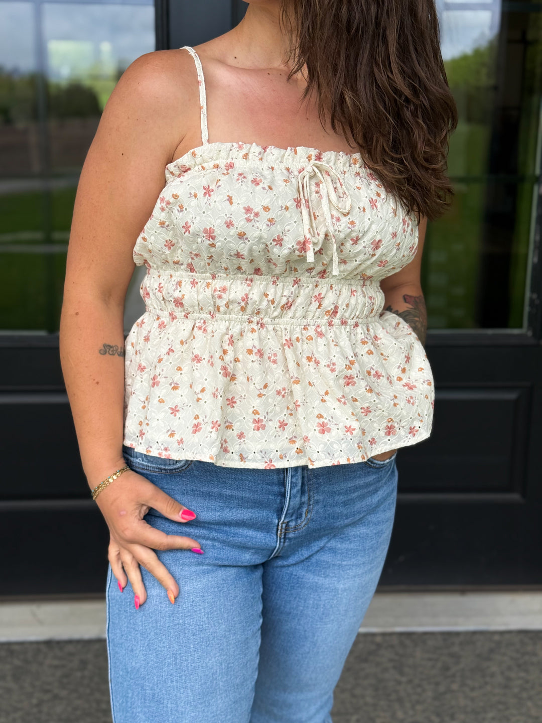 Floral Eyelet Tank