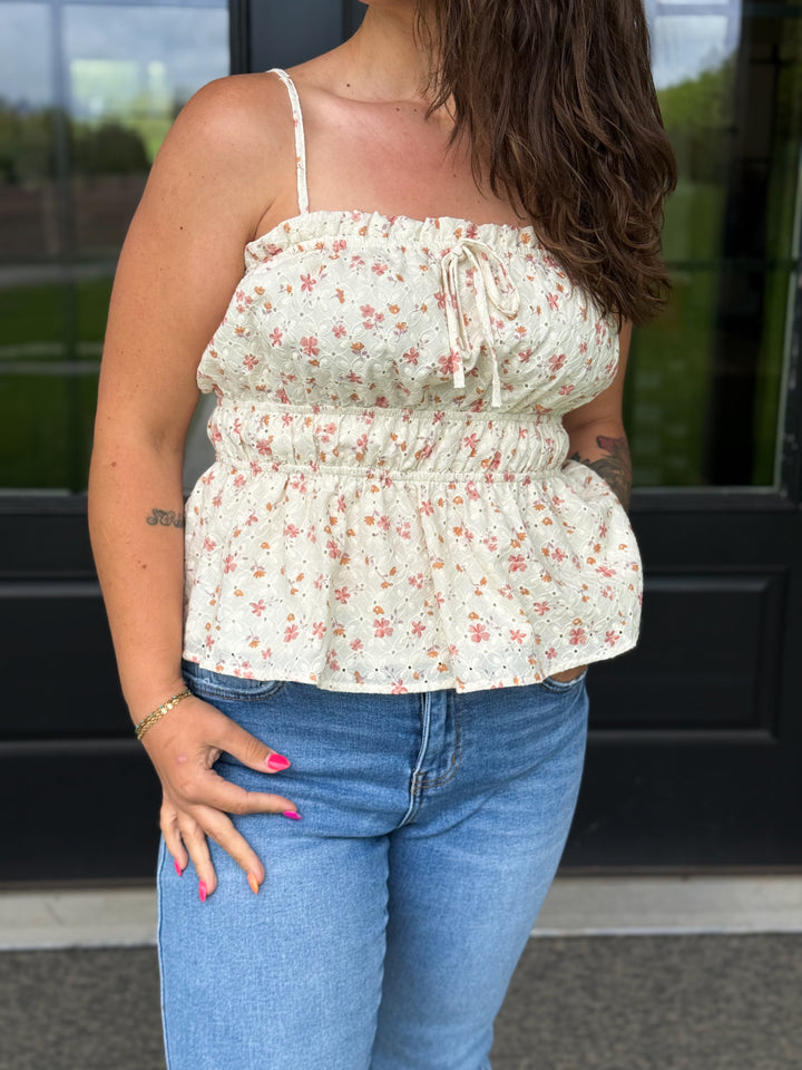 Floral Eyelet Tank