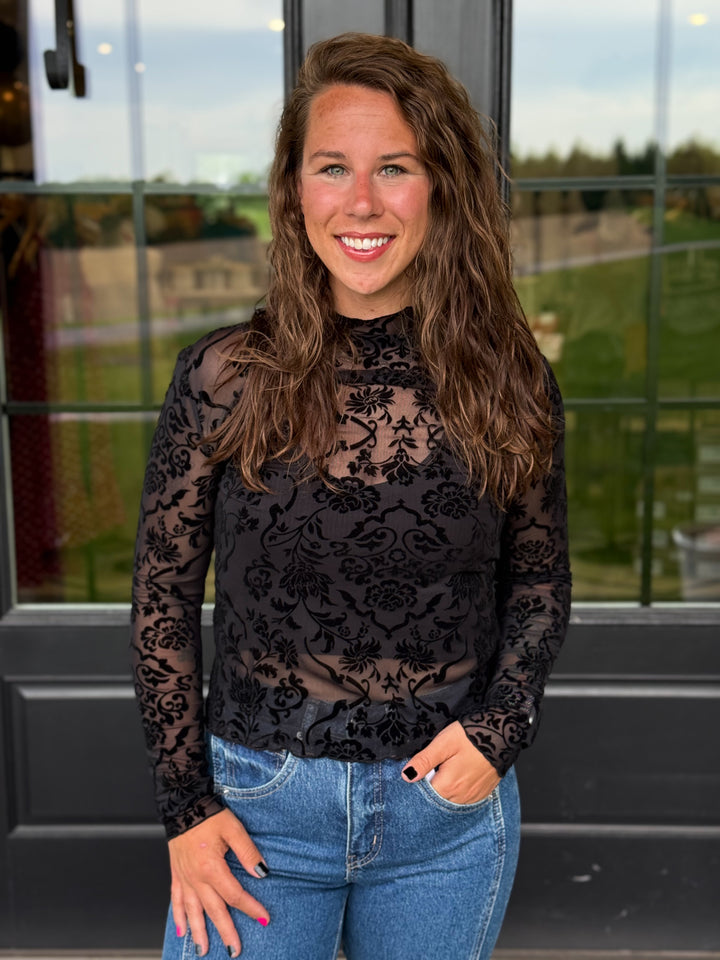 Black Velvet Lace Top