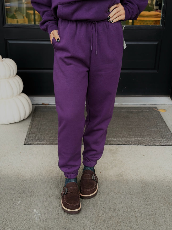 Fleece Billow Sweatpants- Purple
