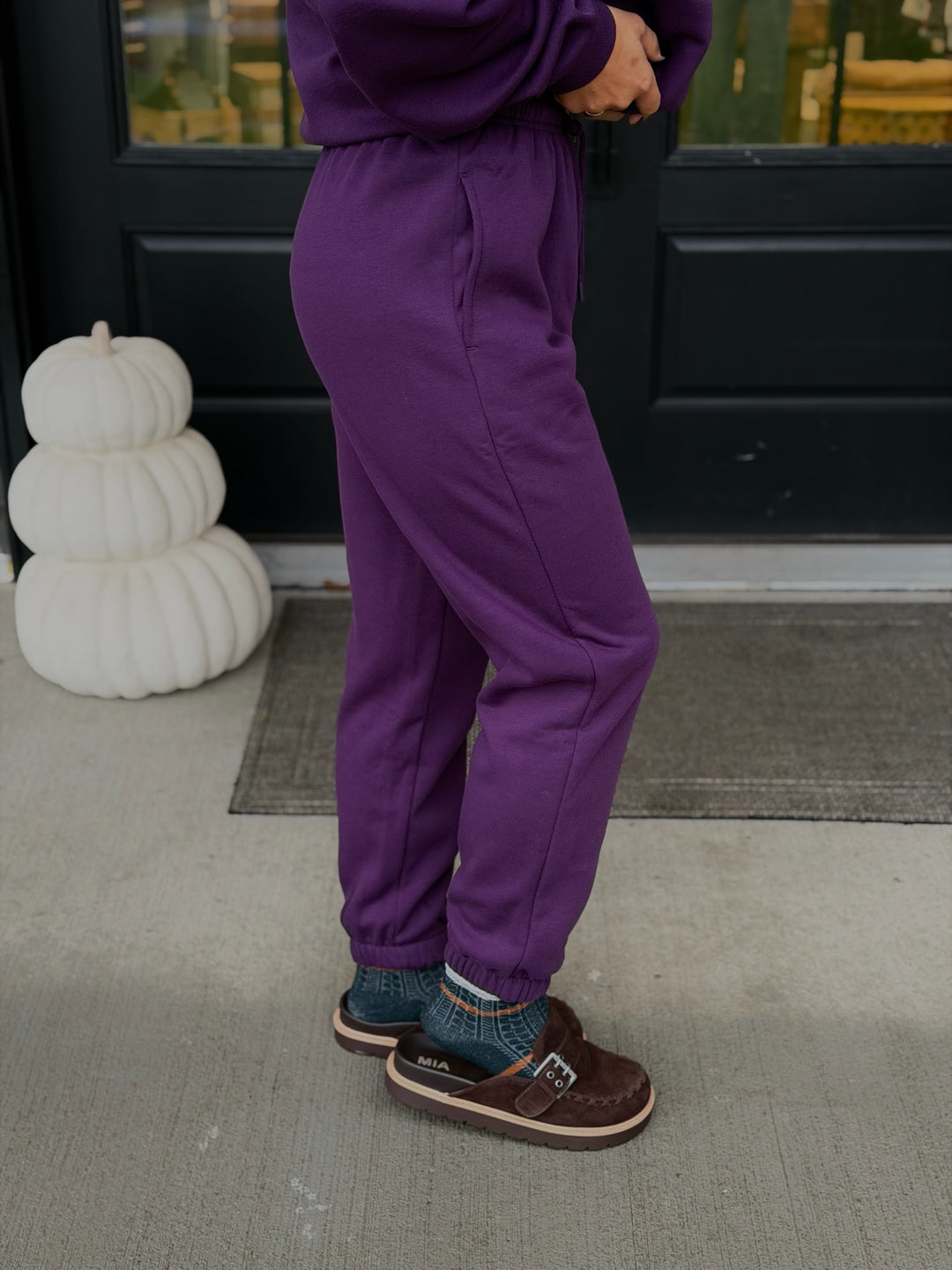 Fleece Billow Sweatpants- Purple