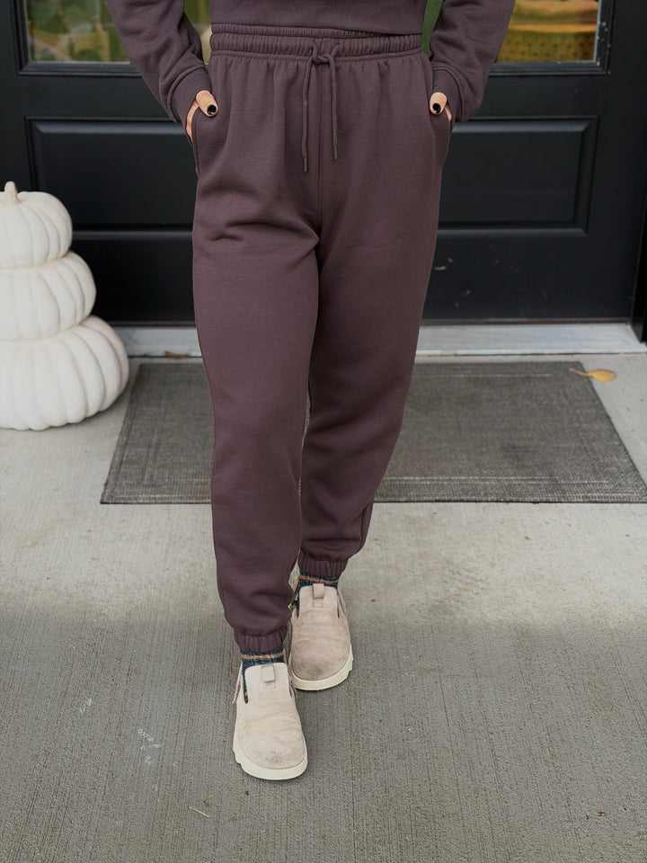 Fleece Billow Sweatpants- Brown