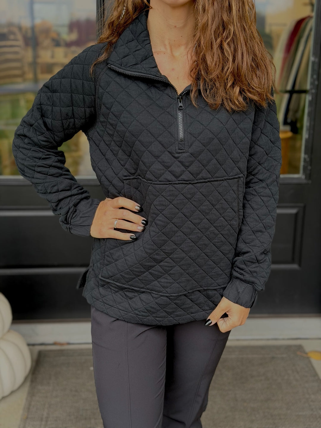 Black Quilted Half-Zip