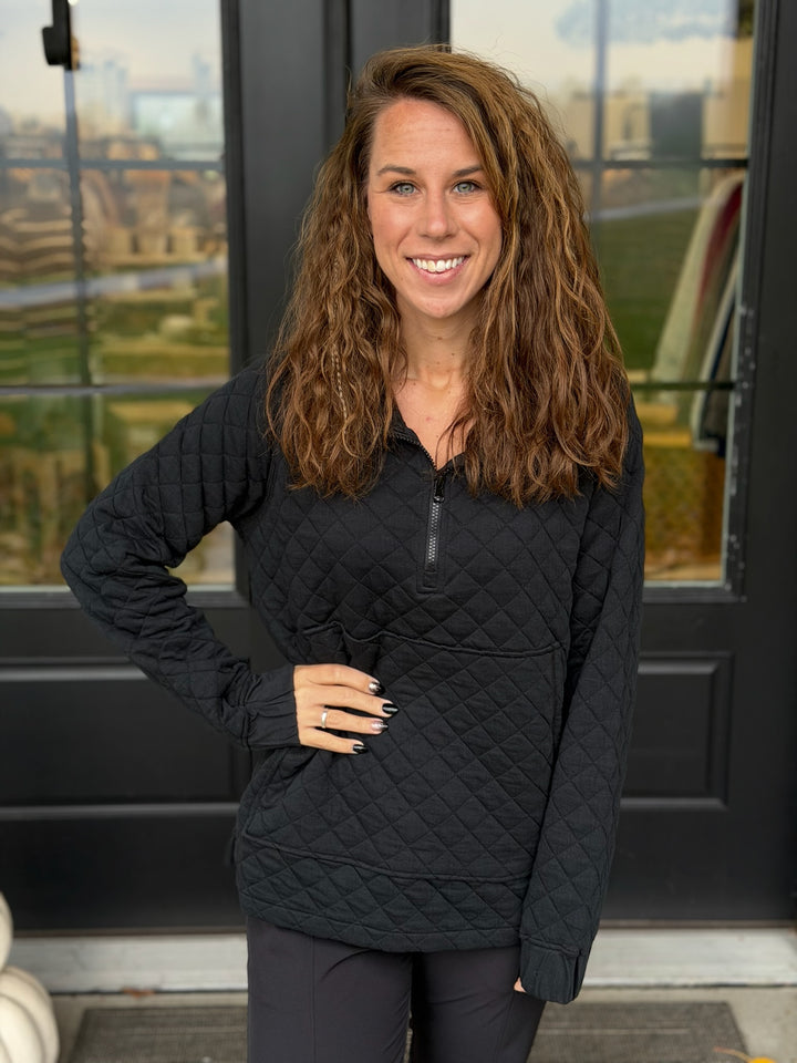 Black Quilted Half-Zip
