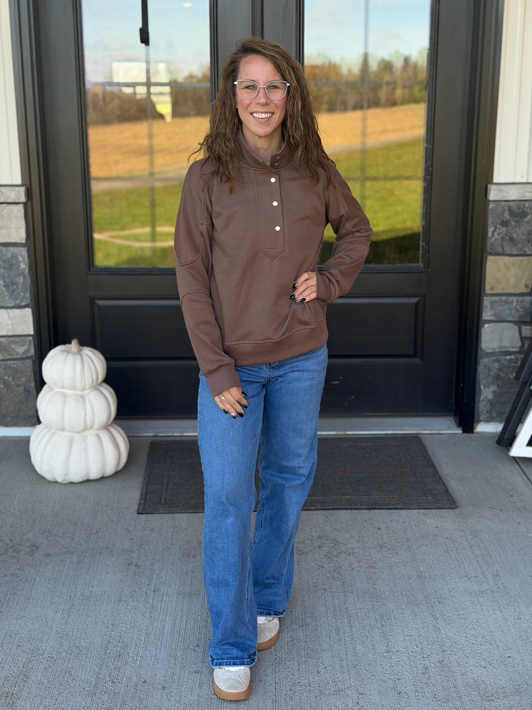 Brown Mock Pullover