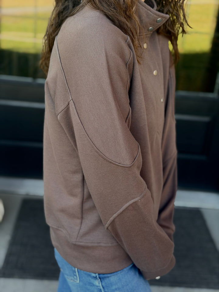 Brown Mock Pullover
