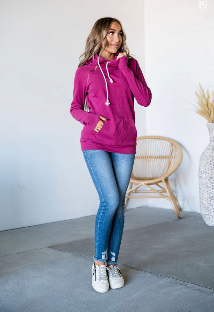 Basic Doublehood Sweatshirt- Purple