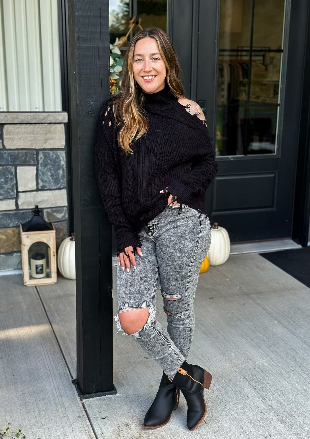 Black Destructed Sweater