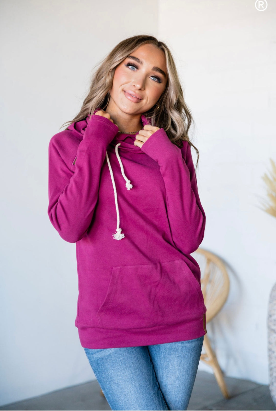 Basic Doublehood Sweatshirt- Purple
