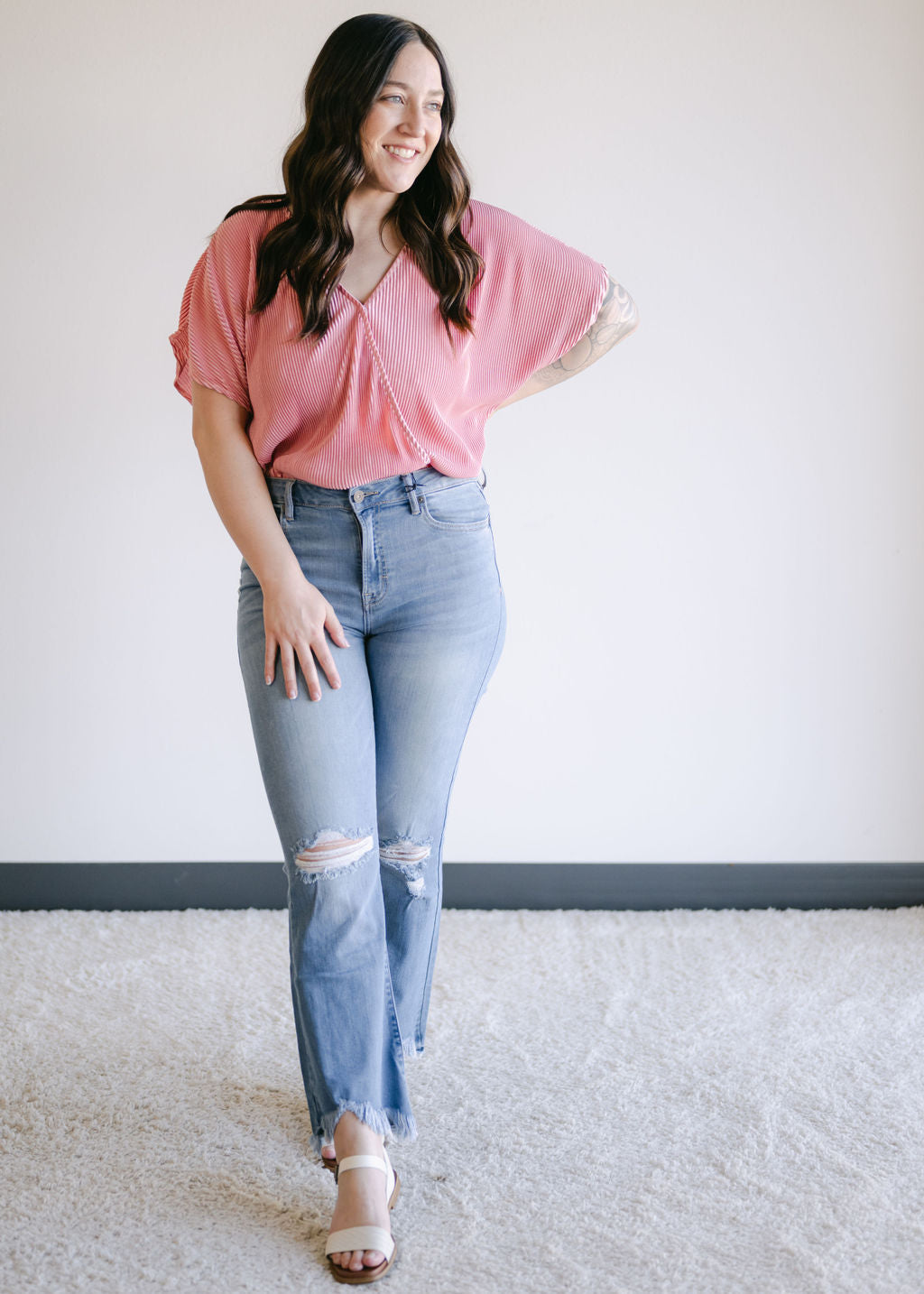Coral Ribbed Bodysuit