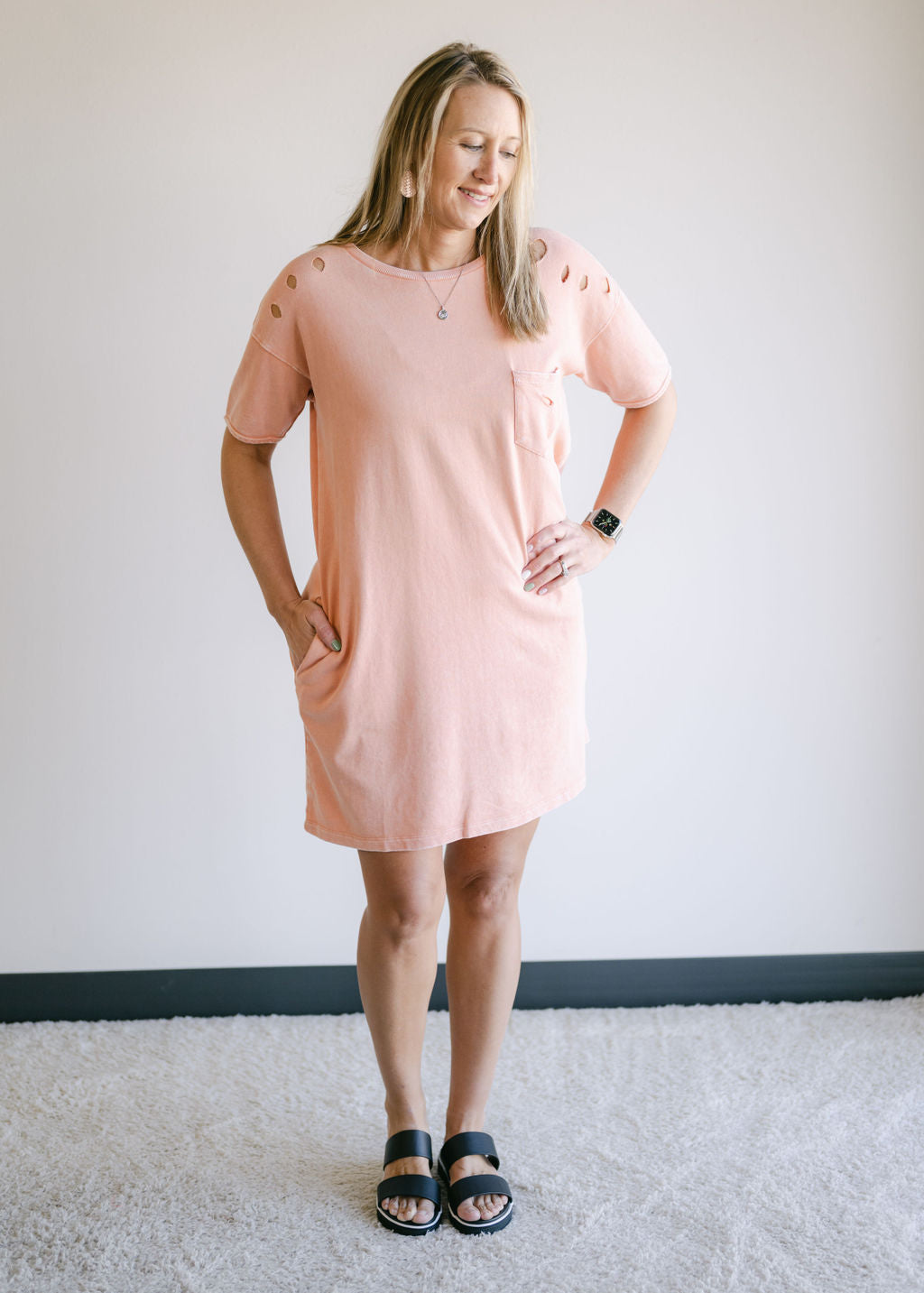 Vintage Coral Distressed Dress