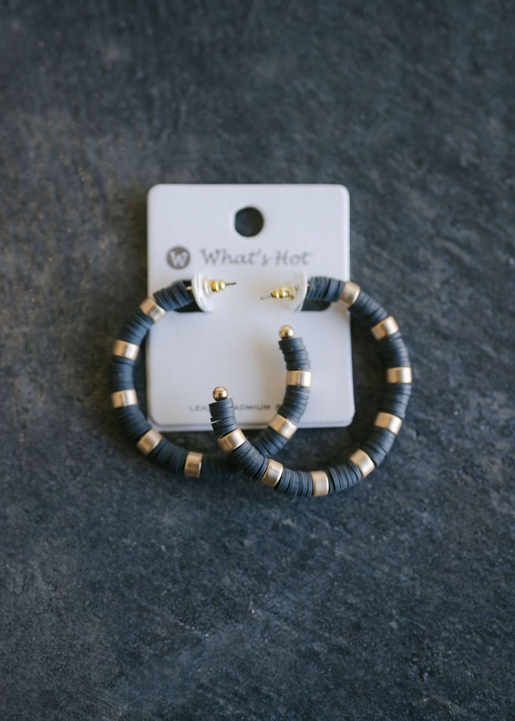 Grey Rubber & Gold Hoop Earring