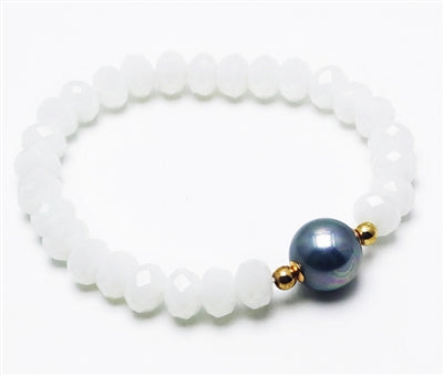 White Crystal Pearl Bracelet