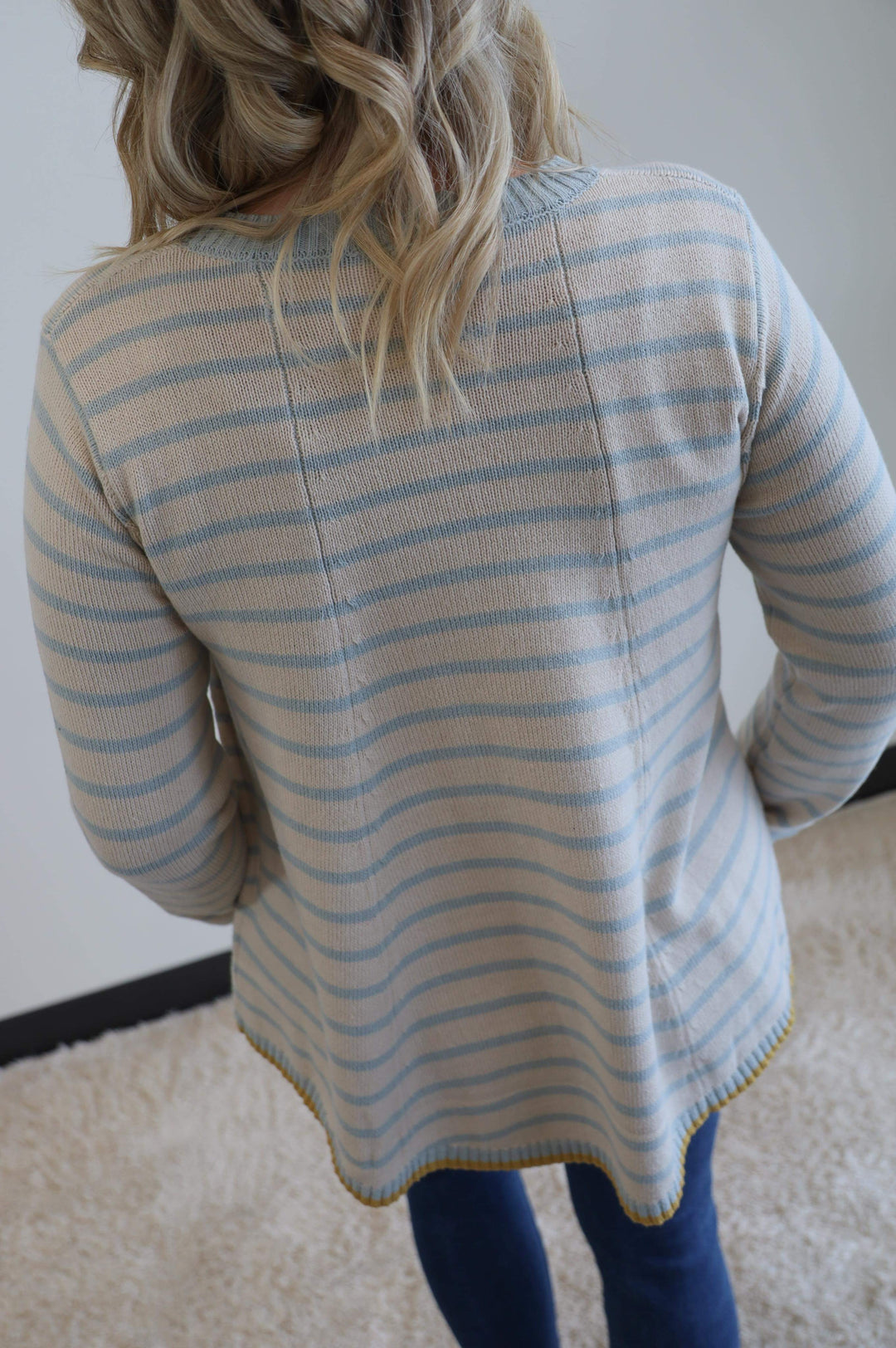 Blue Mustard Stripe Sweater