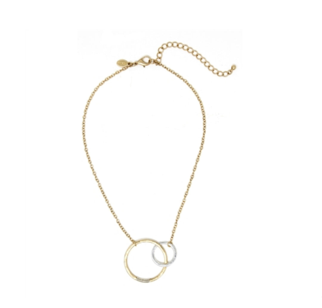 Gold Chain with Silver Circle Necklace