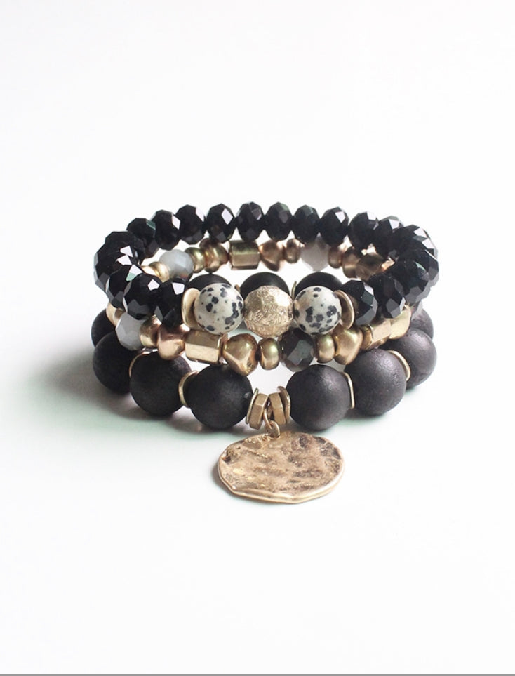 Black Gold Stone Set Bracelet