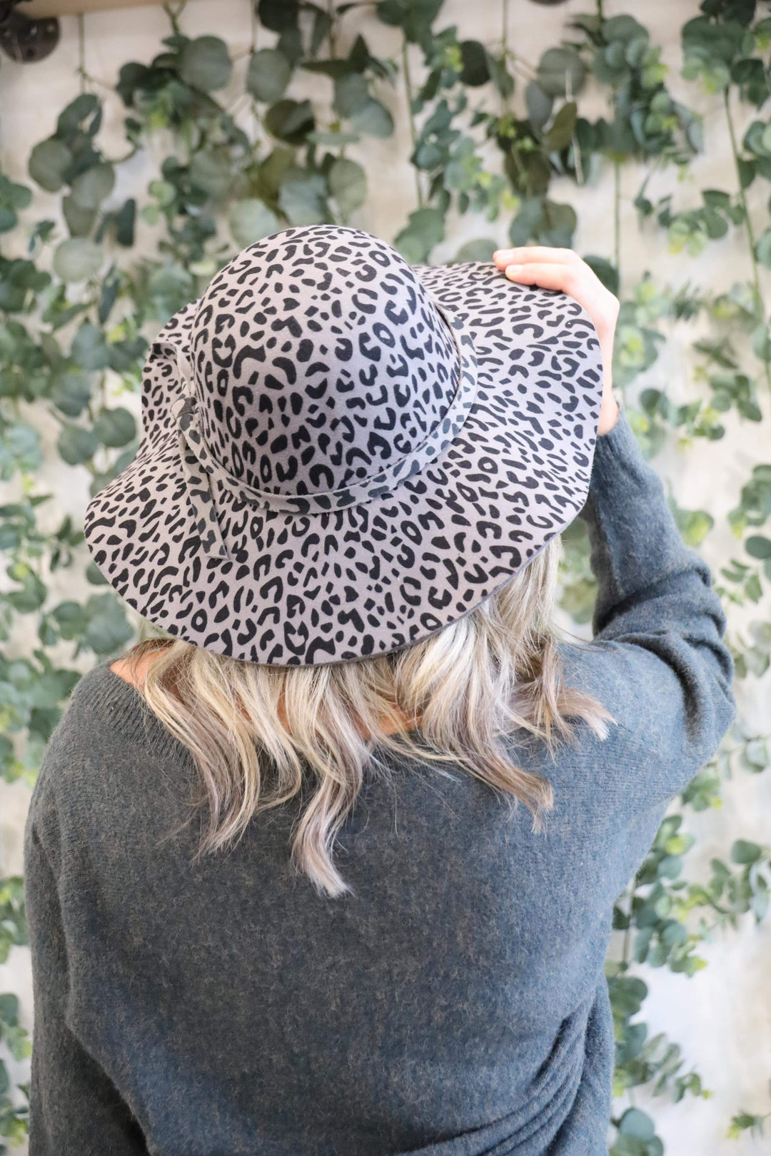 Grey Leopard Floppy Hat