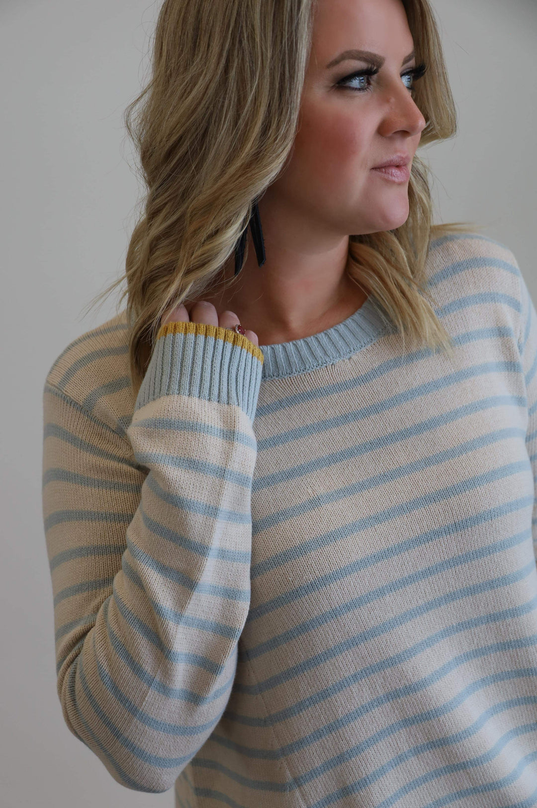 Blue Mustard Stripe Sweater